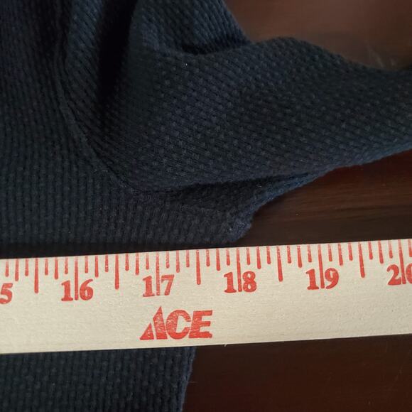 We the Free People Cuff Mod Stripe Thermal Waffle Top Size M Black Boho Keyhole - Picture 9 of 10